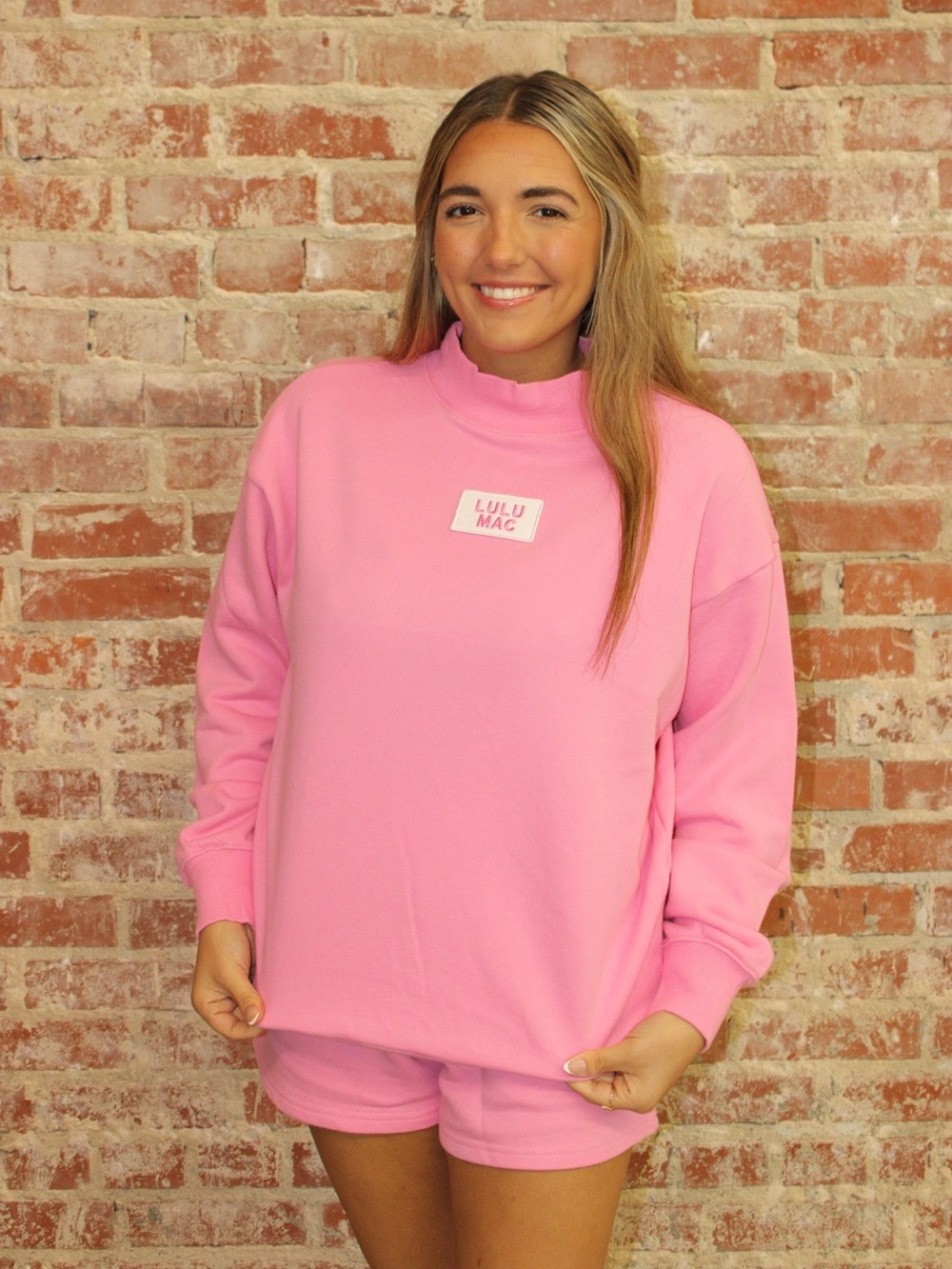 LULU MAC BUBBLEGUM LONG SLEEVE TERRY CLOTH TOP